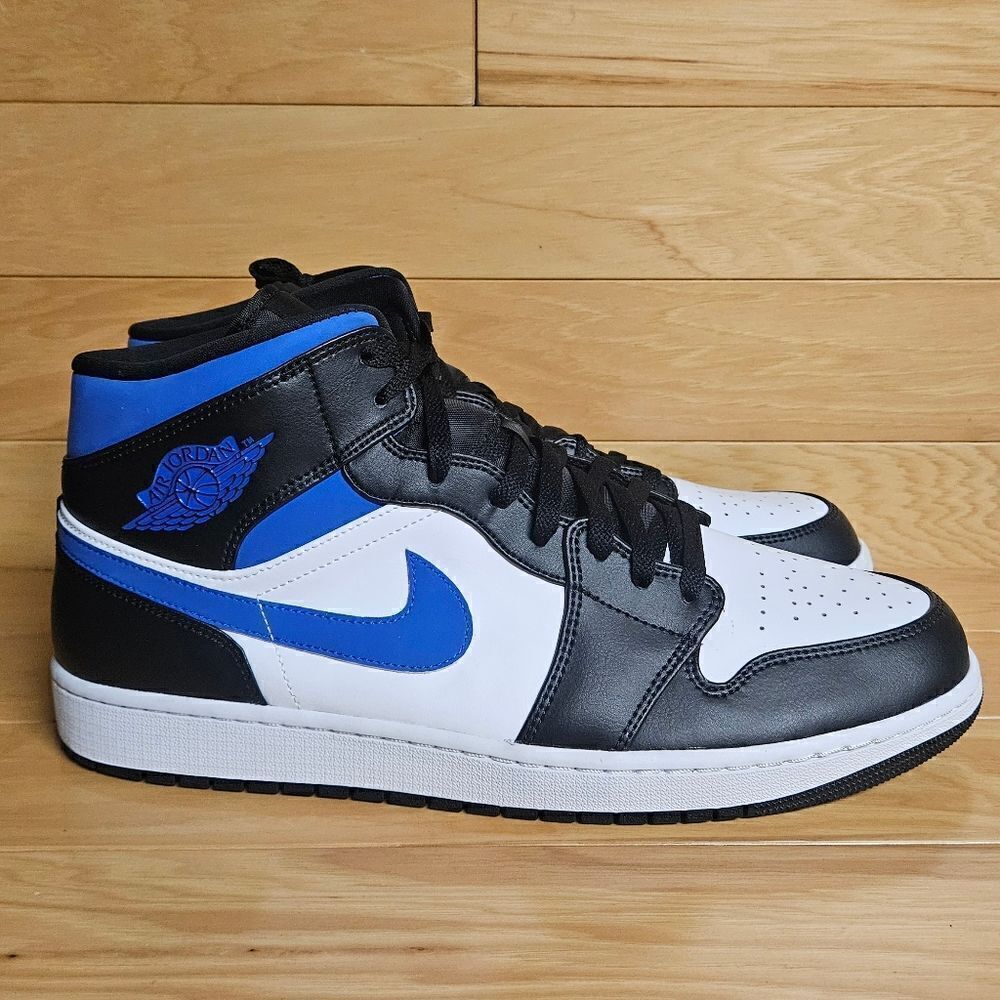 Air Jordan 1 Mid White Racer Blue Black Mens Shoe 554724-140